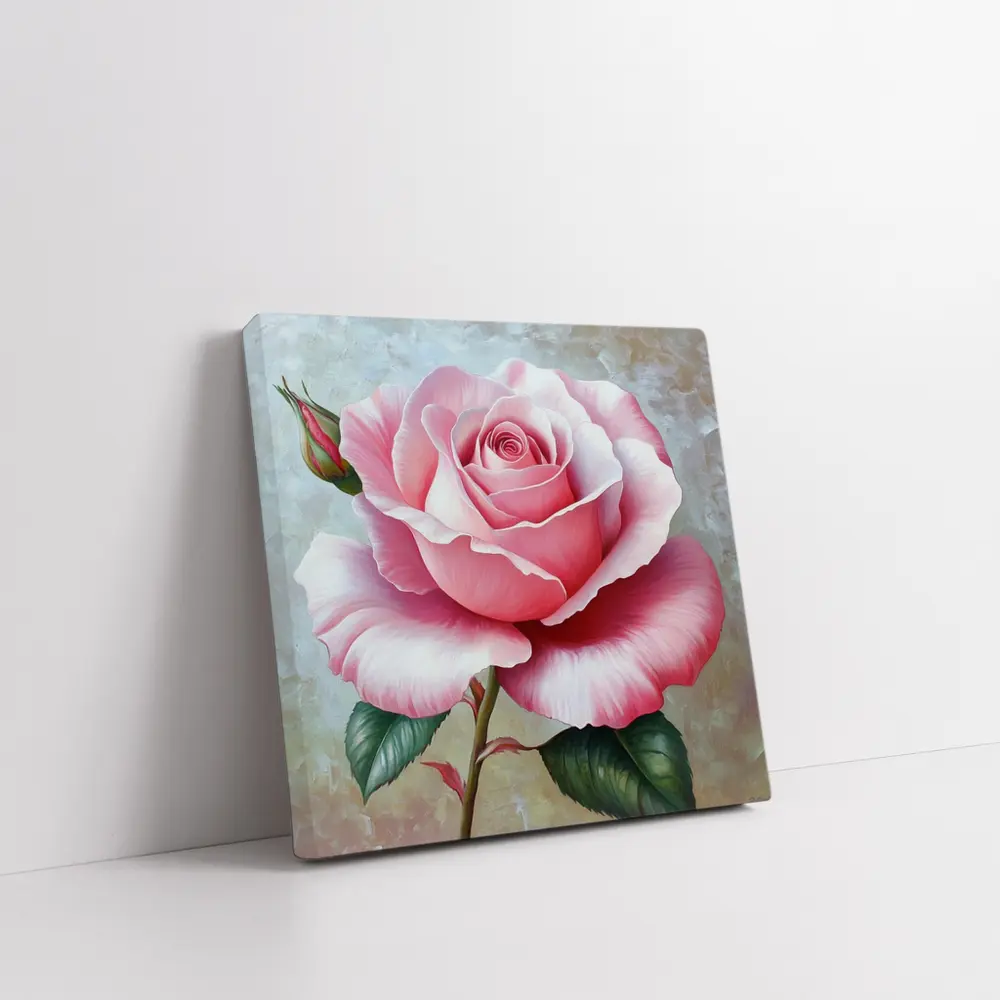 Pink Rose Oil Painting Textured Background – Wall Art