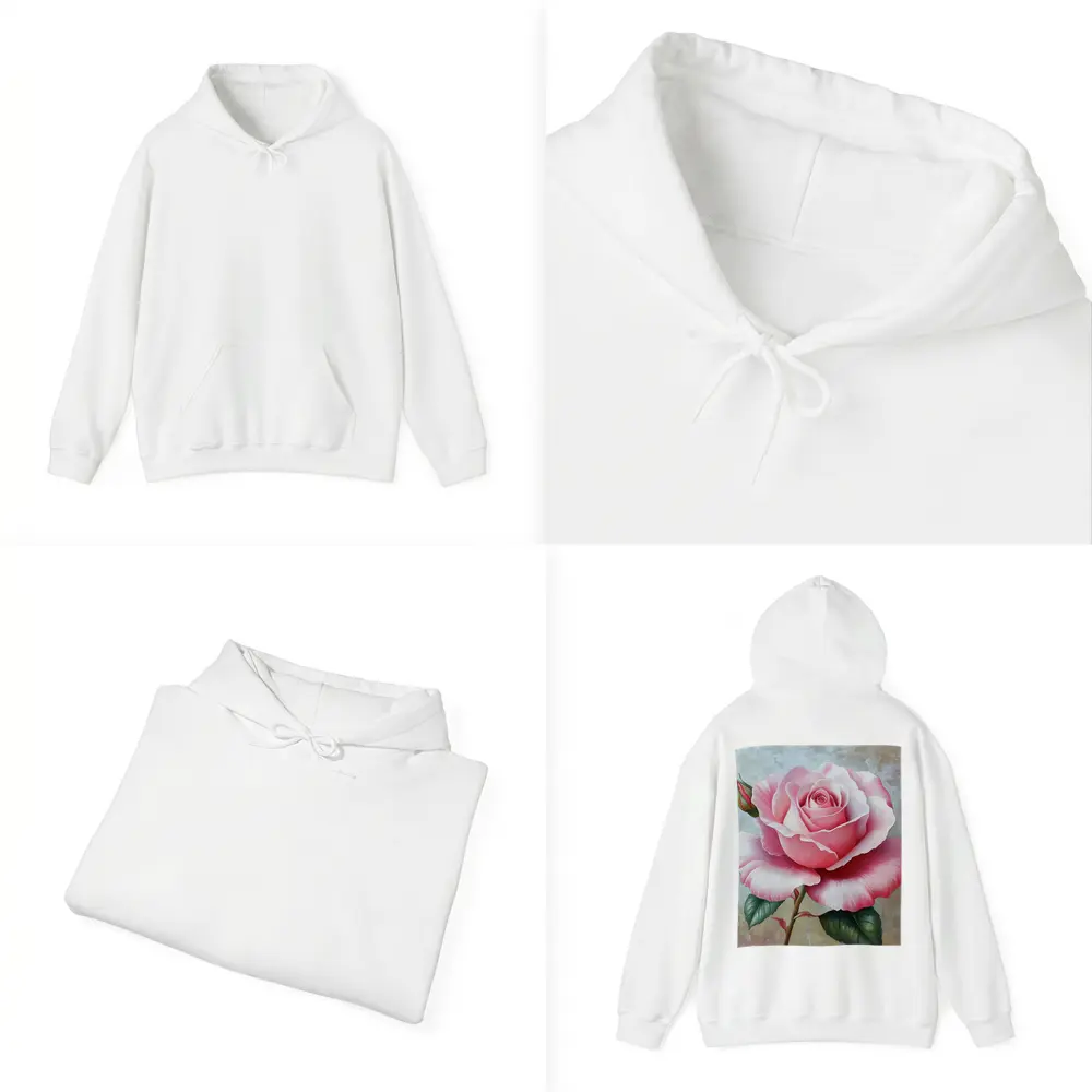 Pink Rose Oil Painting Textured Background – Hoodies