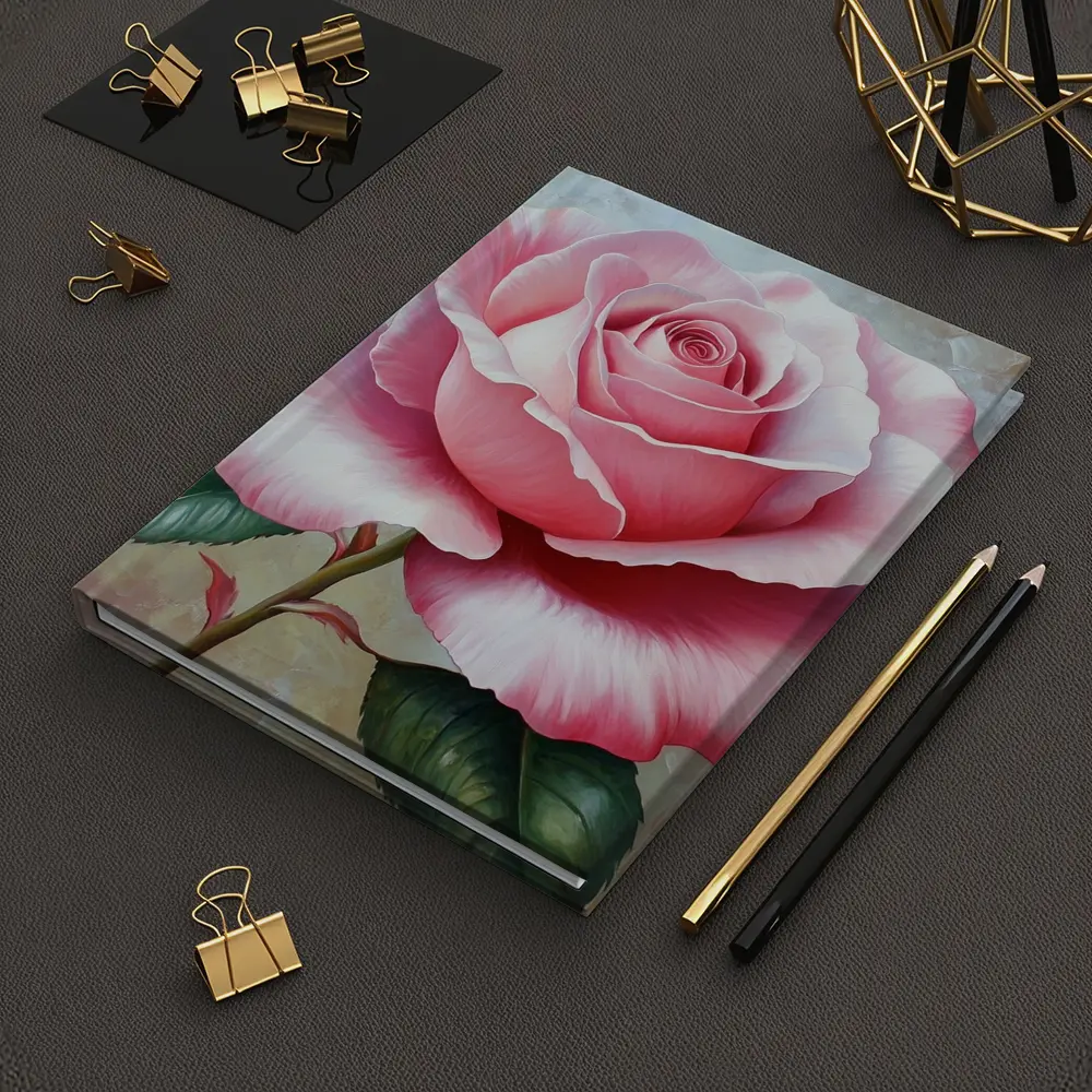Pink Rose Oil Painting Textured Background – Notebooks