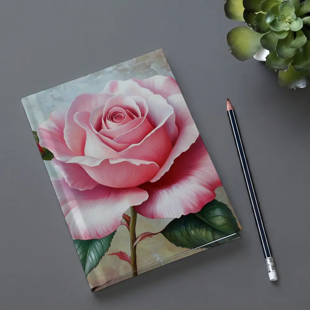 Pink Rose Oil Painting Textured Background – Notebooks