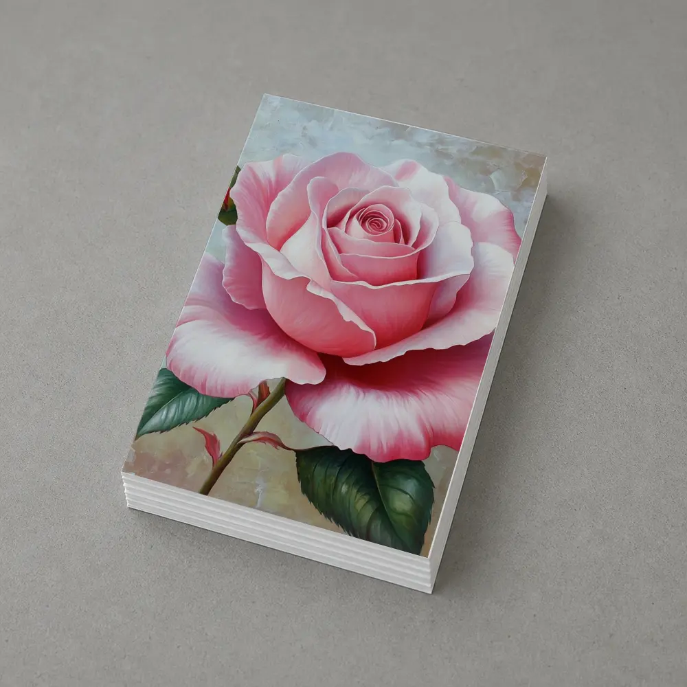 Pink Rose Oil Painting Textured Background – Postcards