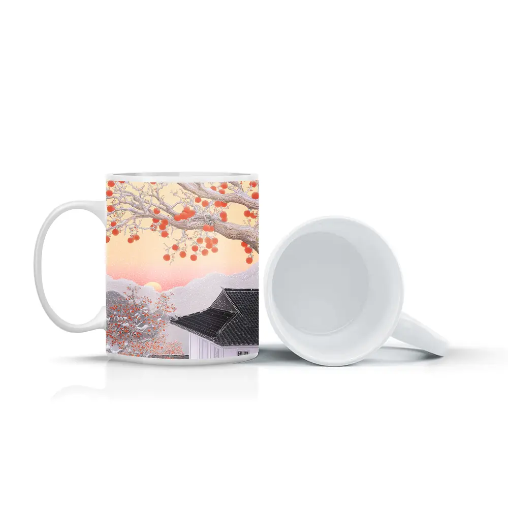 Japanese Winter Snow Scene Persimmon Tree – Mugs