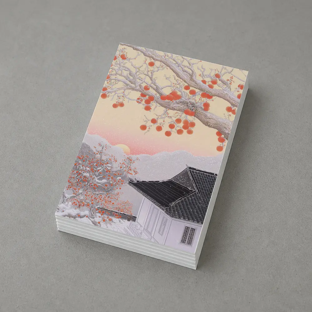 Japanese Winter Snow Scene Persimmon Tree – Postcards