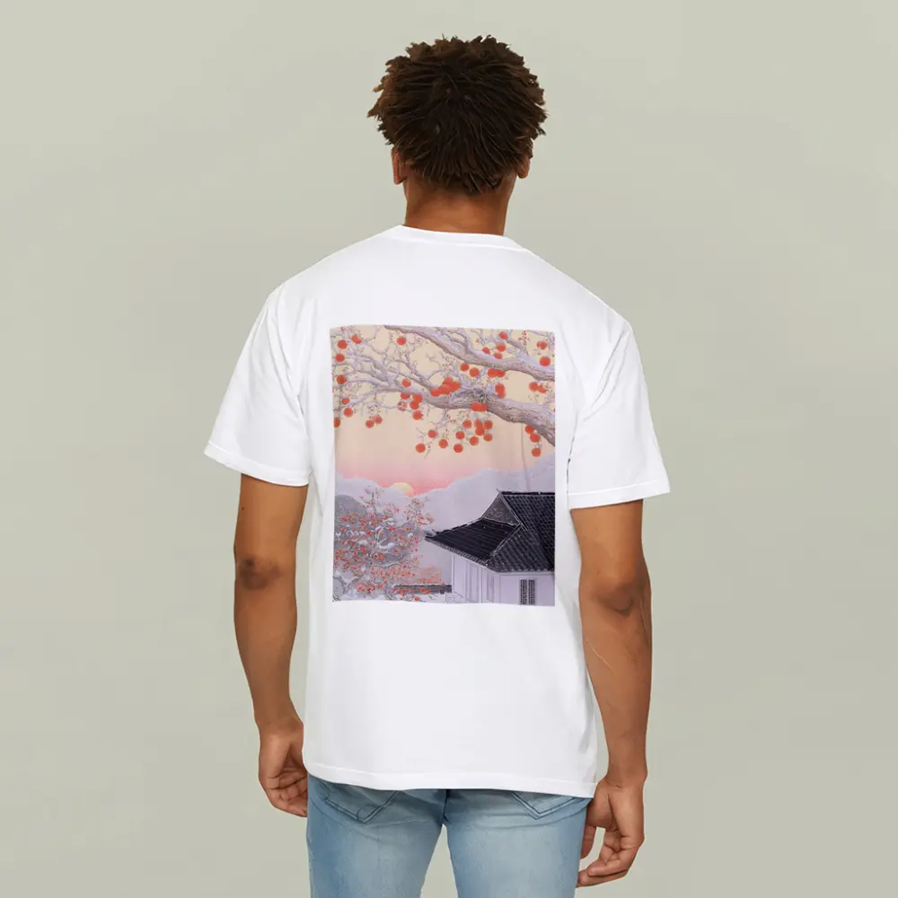 Japanese Winter Snow Scene Persimmon Tree – T-Shirts
