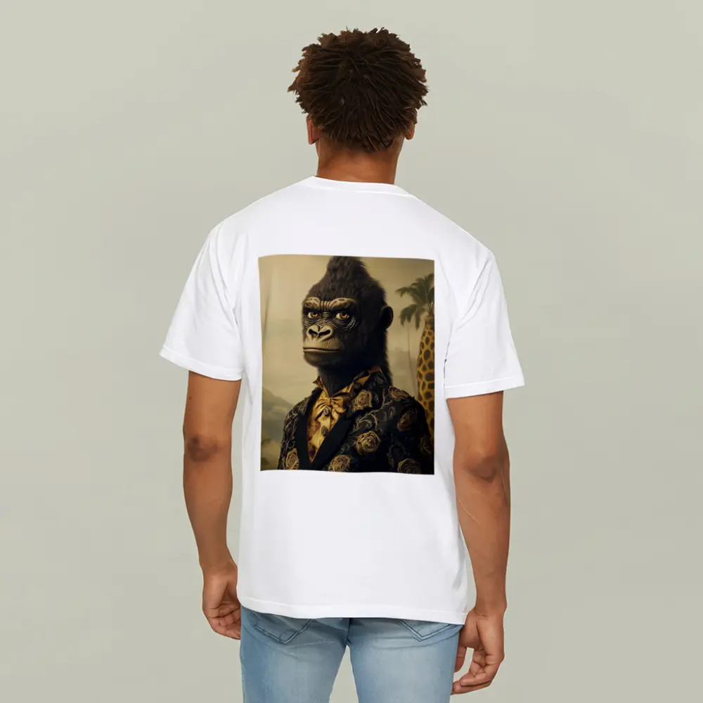 Gorilla Portrait Wearing Suit Tropical Background – T-Shirts