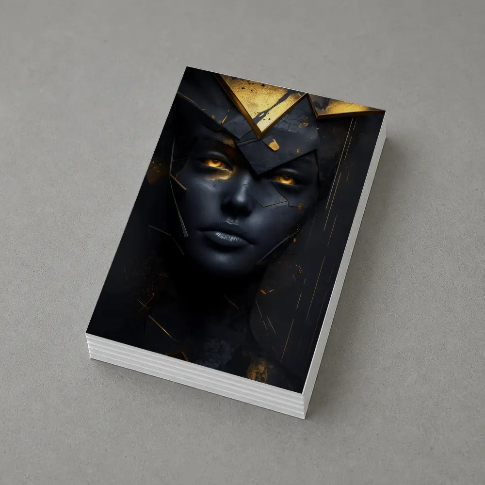 Dark Queen Gold Crown Abstract Black Portrait – Postcards