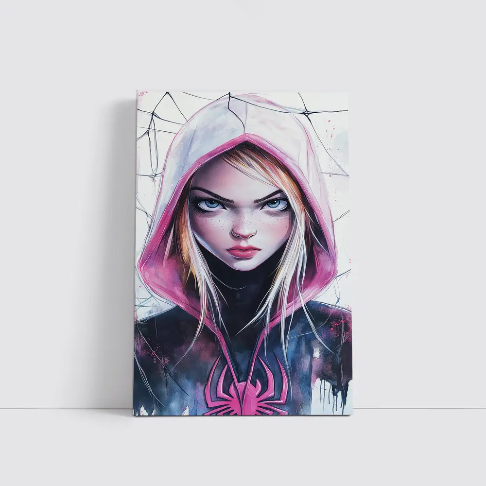 Spider Gwen Watercolor Art White Hood – Wall Art