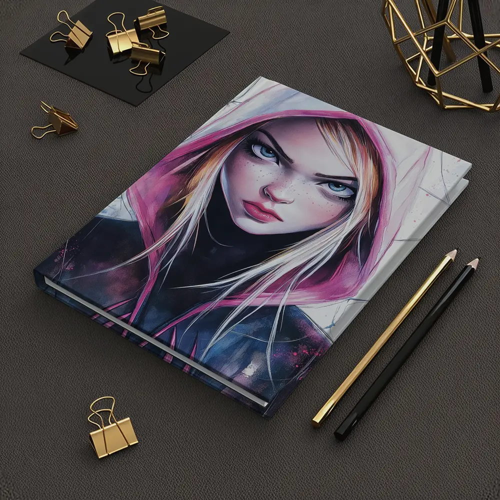 Spider Gwen Watercolor Art White Hood – Notebooks