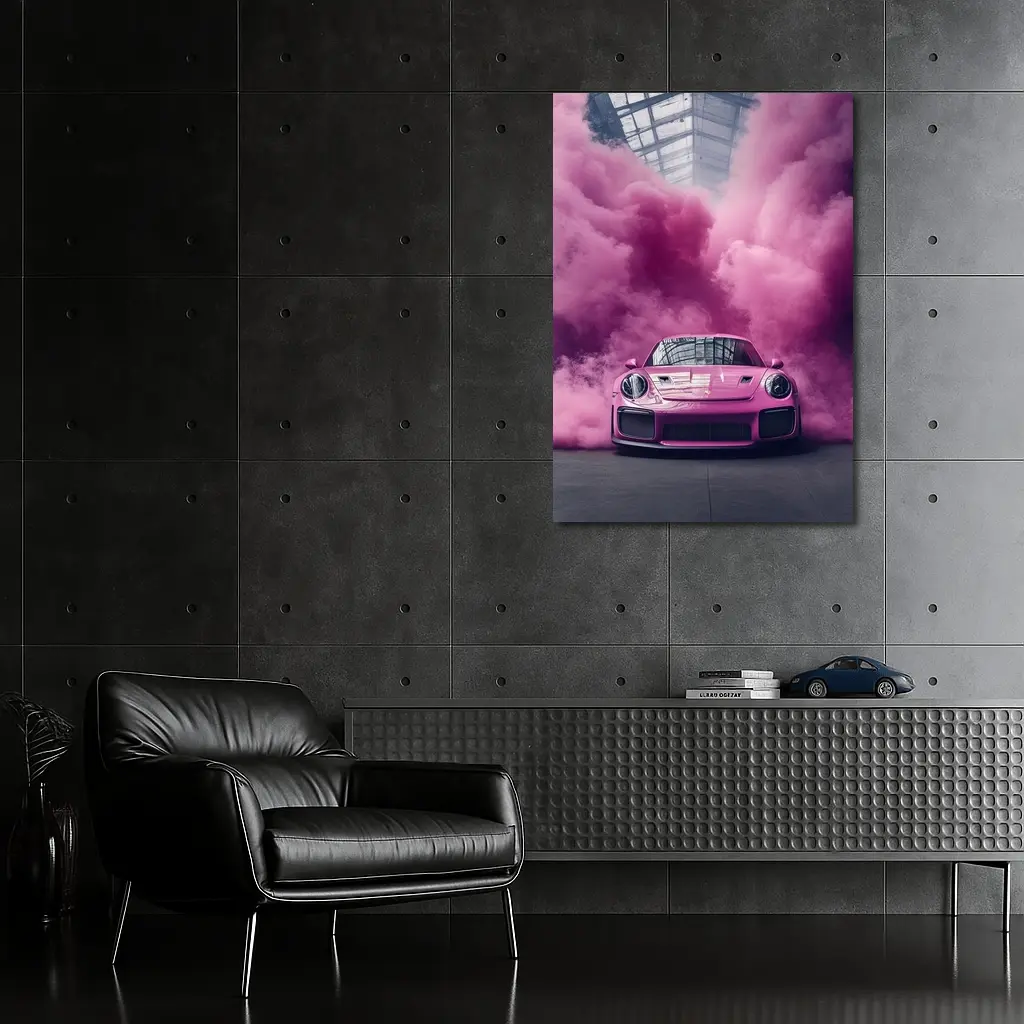Pink Porsche 911 GT2 RS Smoke Cloud – Wall Art