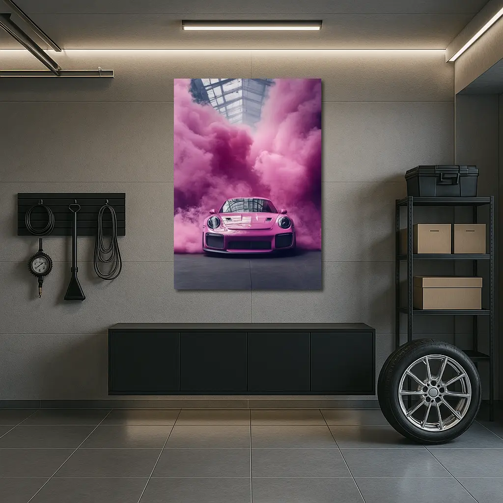 Pink Porsche 911 GT2 RS Smoke Cloud – Wall Art