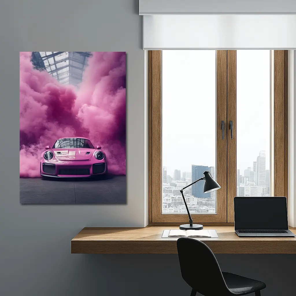 Pink Porsche 911 GT2 RS Smoke Cloud – Wall Art