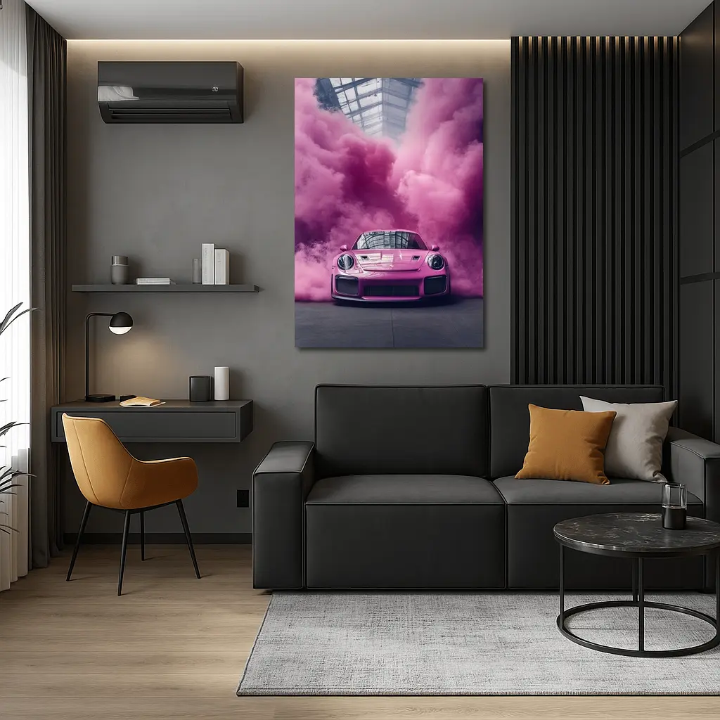 Pink Porsche 911 GT2 RS Smoke Cloud – Wall Art