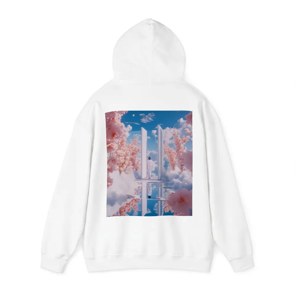 Person Walking Through Door Cherry Blossoms Sky – Hoodies