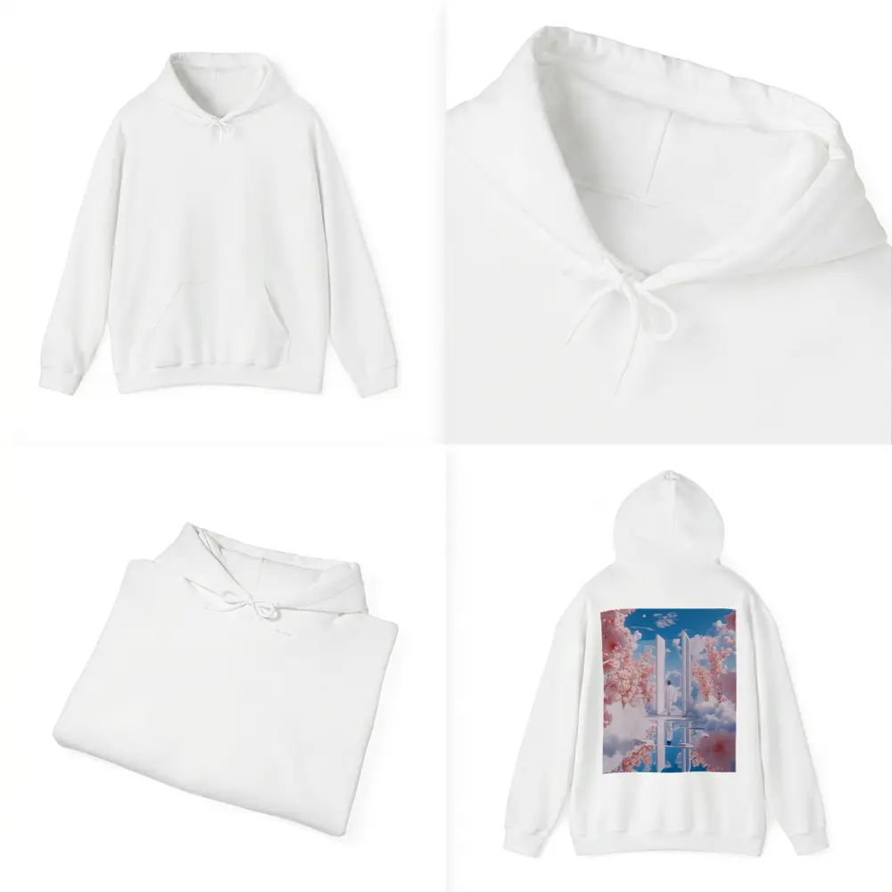 Person Walking Through Door Cherry Blossoms Sky – Hoodies