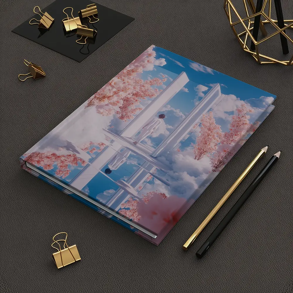 Person Walking Through Door Cherry Blossoms Sky – Notebooks