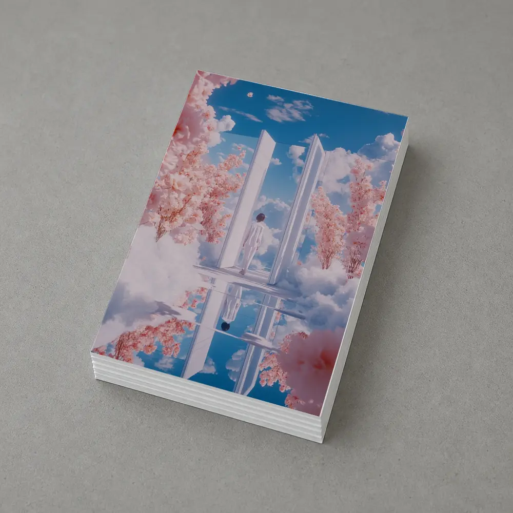 Person Walking Through Door Cherry Blossoms Sky – Postcards