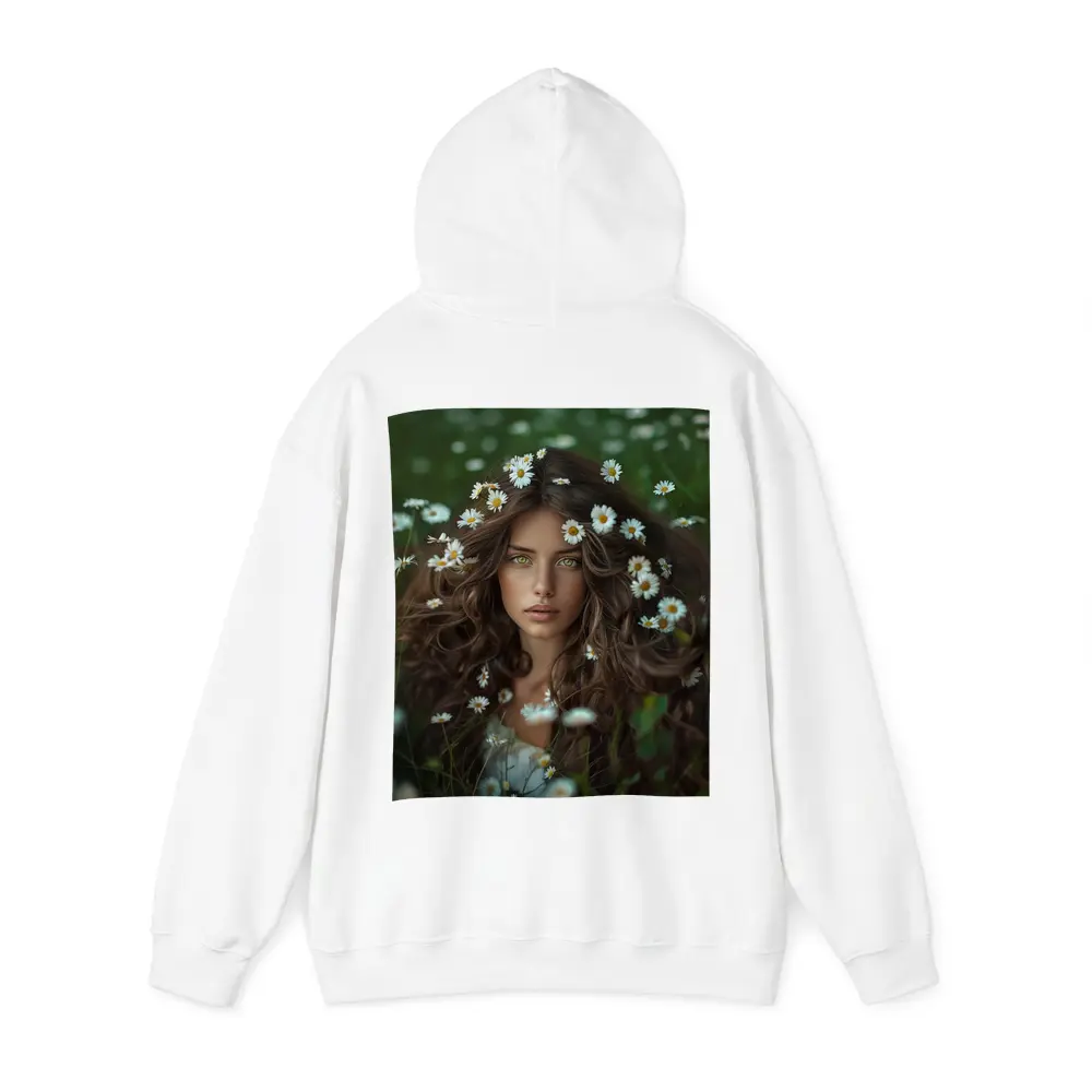 Green Eyed Woman Surrounded By Daisies – Hoodies