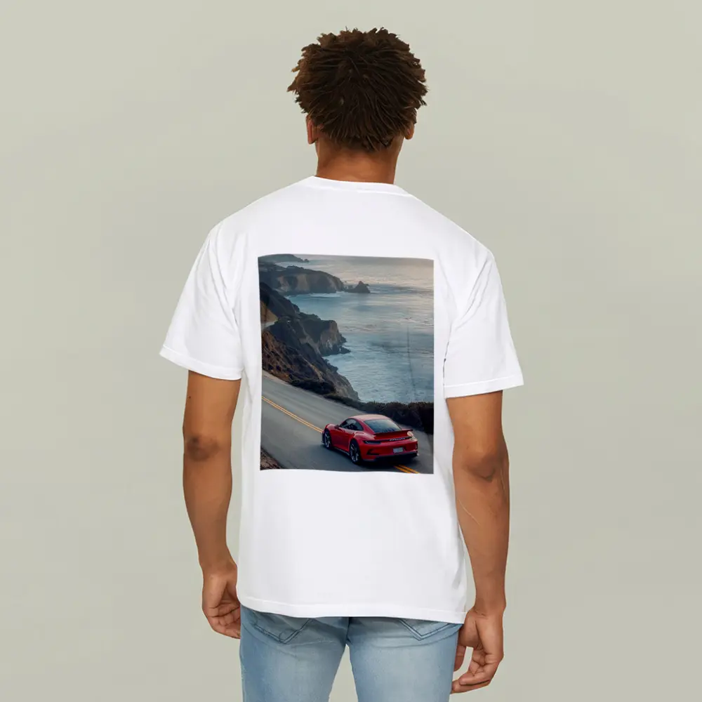 Red Porsche 911 Coastal Highway Drive – T-Shirts