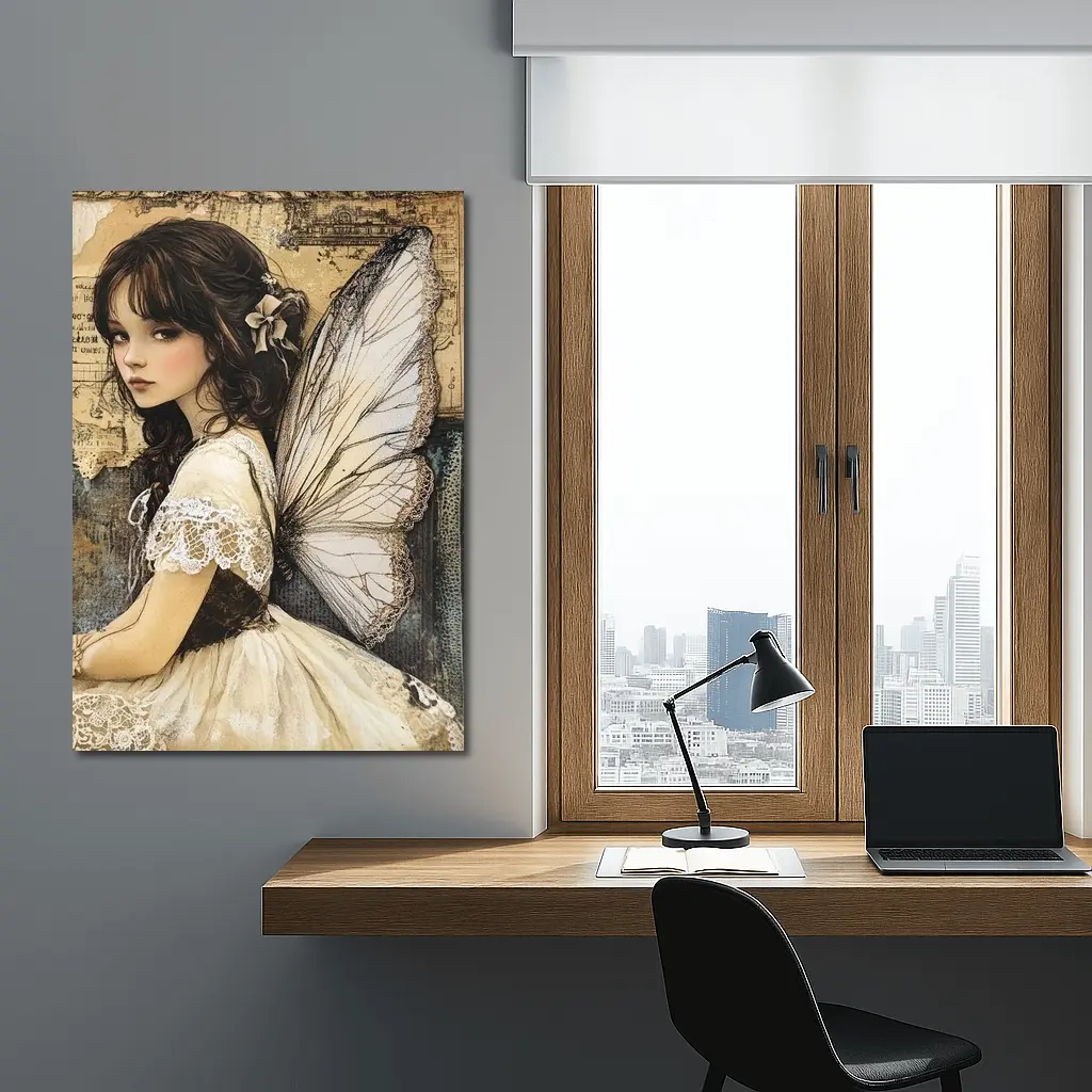 Fairy Girl Vintage Collage Dark Academia Art – Wall Art