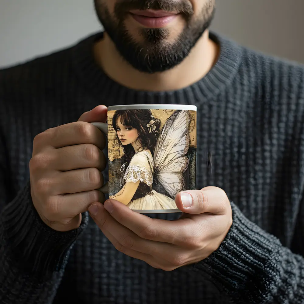 Fairy Girl Vintage Collage Dark Academia Art – Mugs
