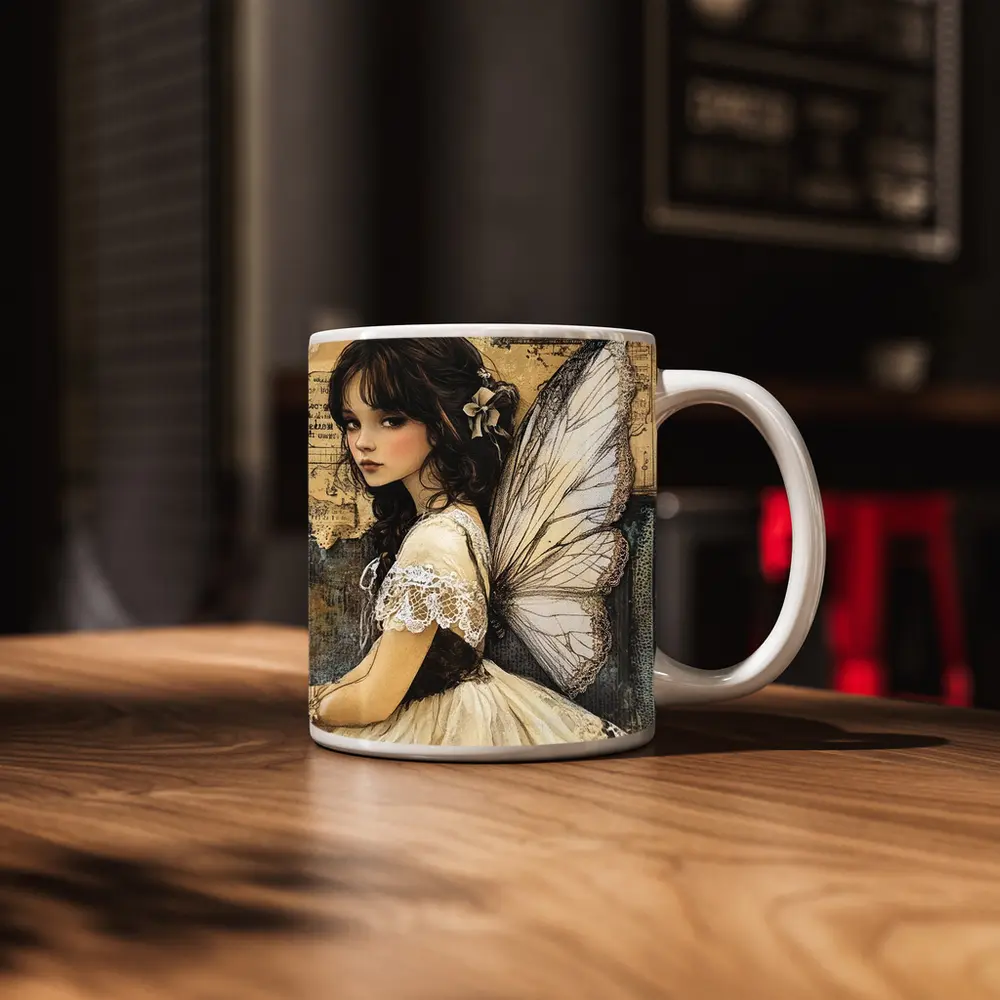 Fairy Girl Vintage Collage Dark Academia Art – Mugs