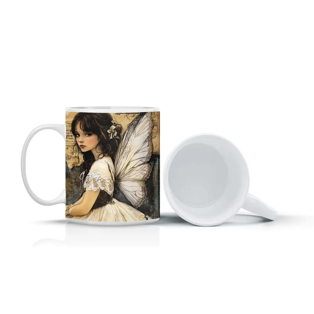 Fairy Girl Vintage Collage Dark Academia Art – Mugs