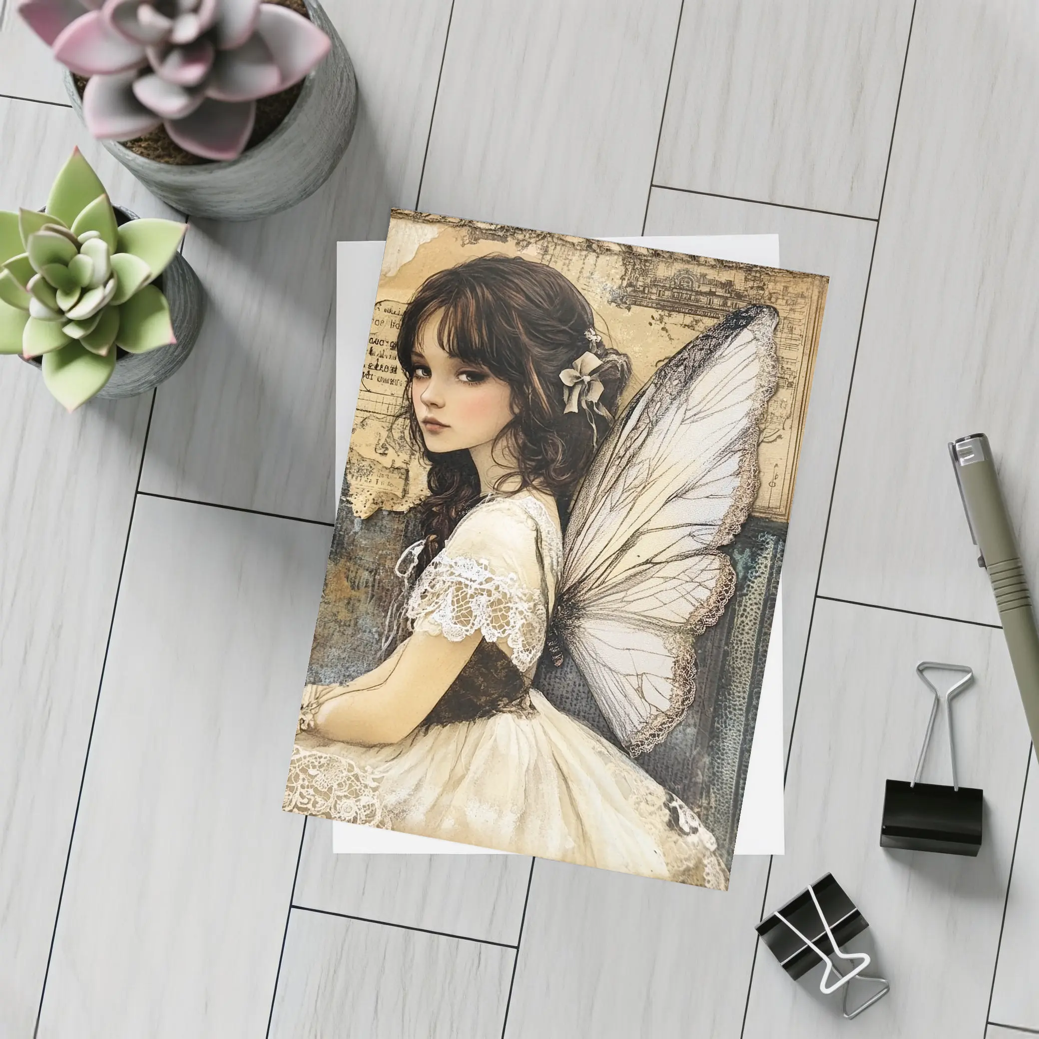 Fairy Girl Vintage Collage Dark Academia Art – Postcards