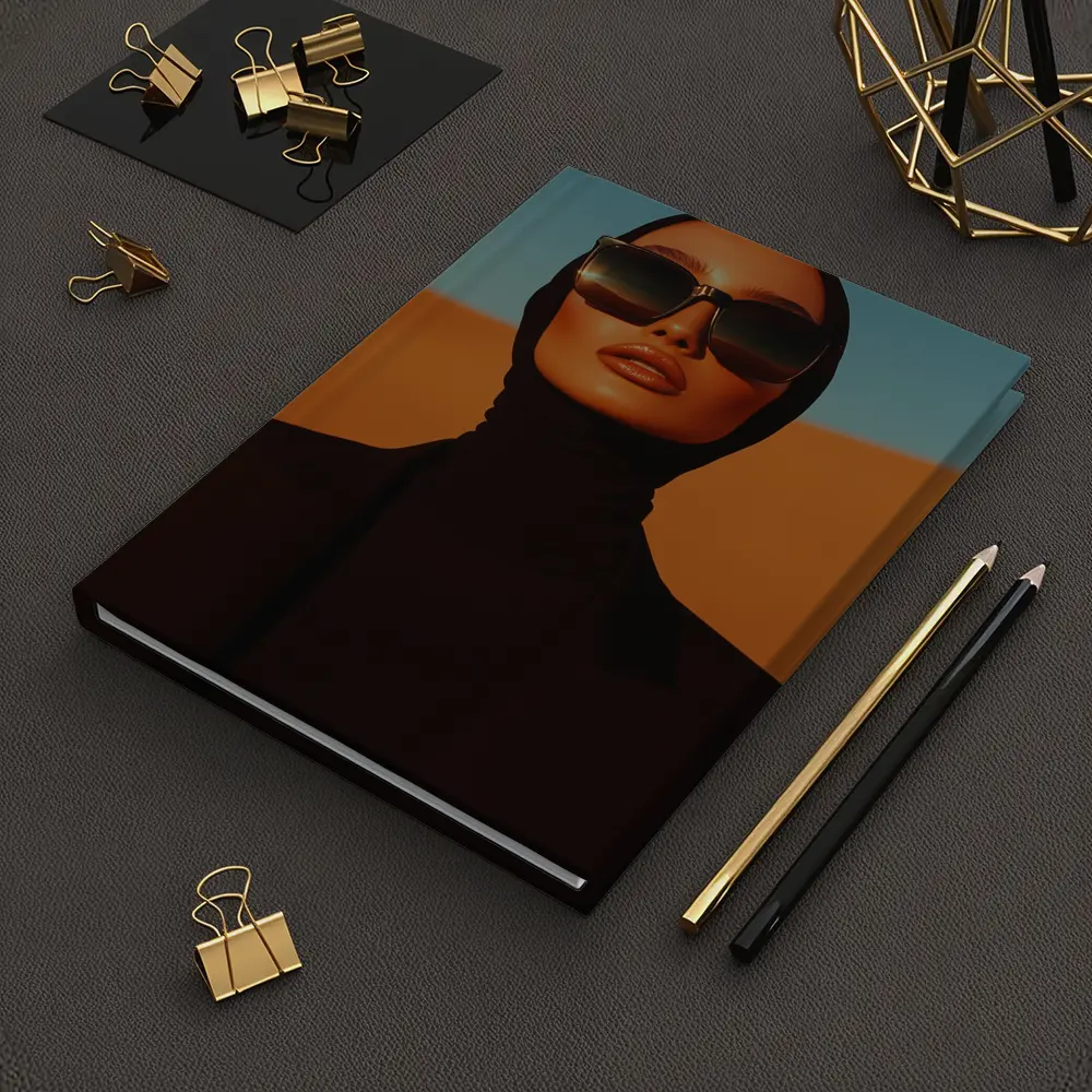 Fashion Woman Black Hijab Desert Landscape – Notebooks