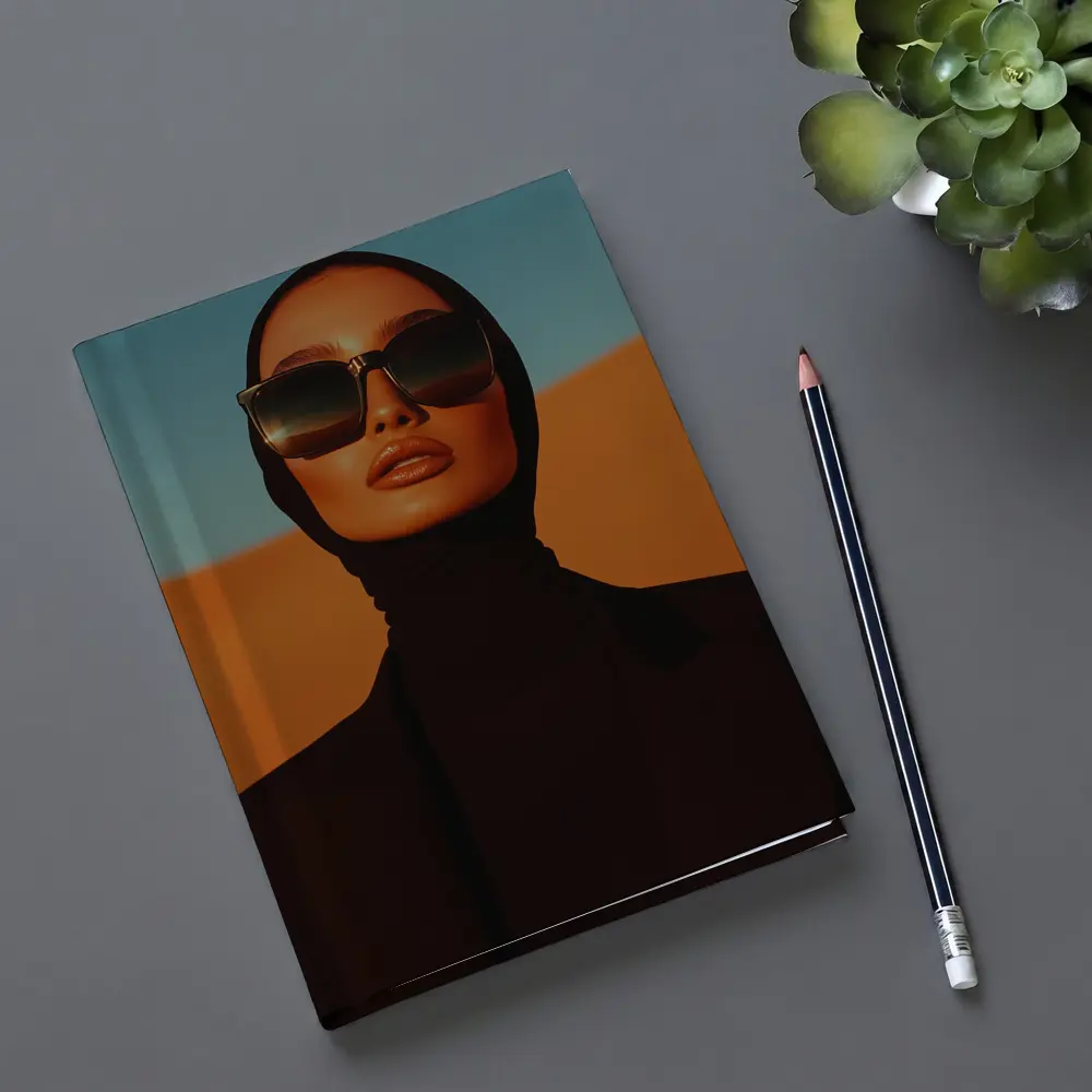 Fashion Woman Black Hijab Desert Landscape – Notebooks