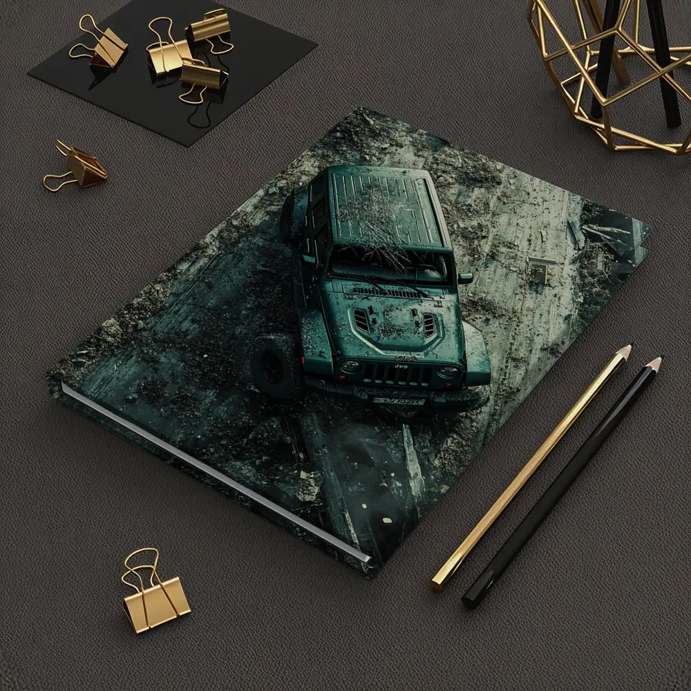 Jeep Wrangler Muddy Off Road Aerial View – Notebooks