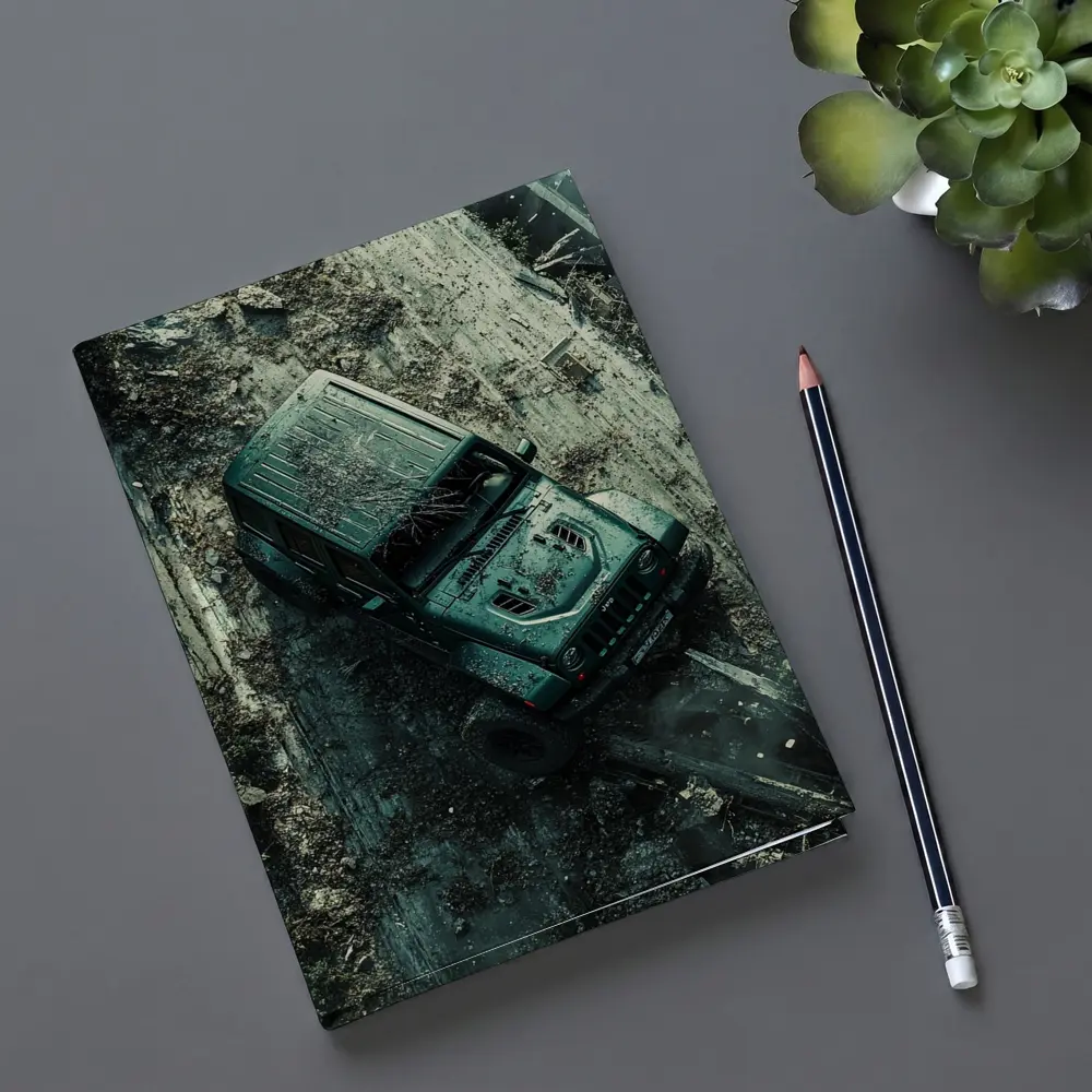 Jeep Wrangler Muddy Off Road Aerial View – Notebooks