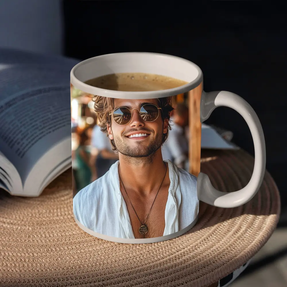 Smiling Man Sunglasses White Shirt Outdoor – Mugs