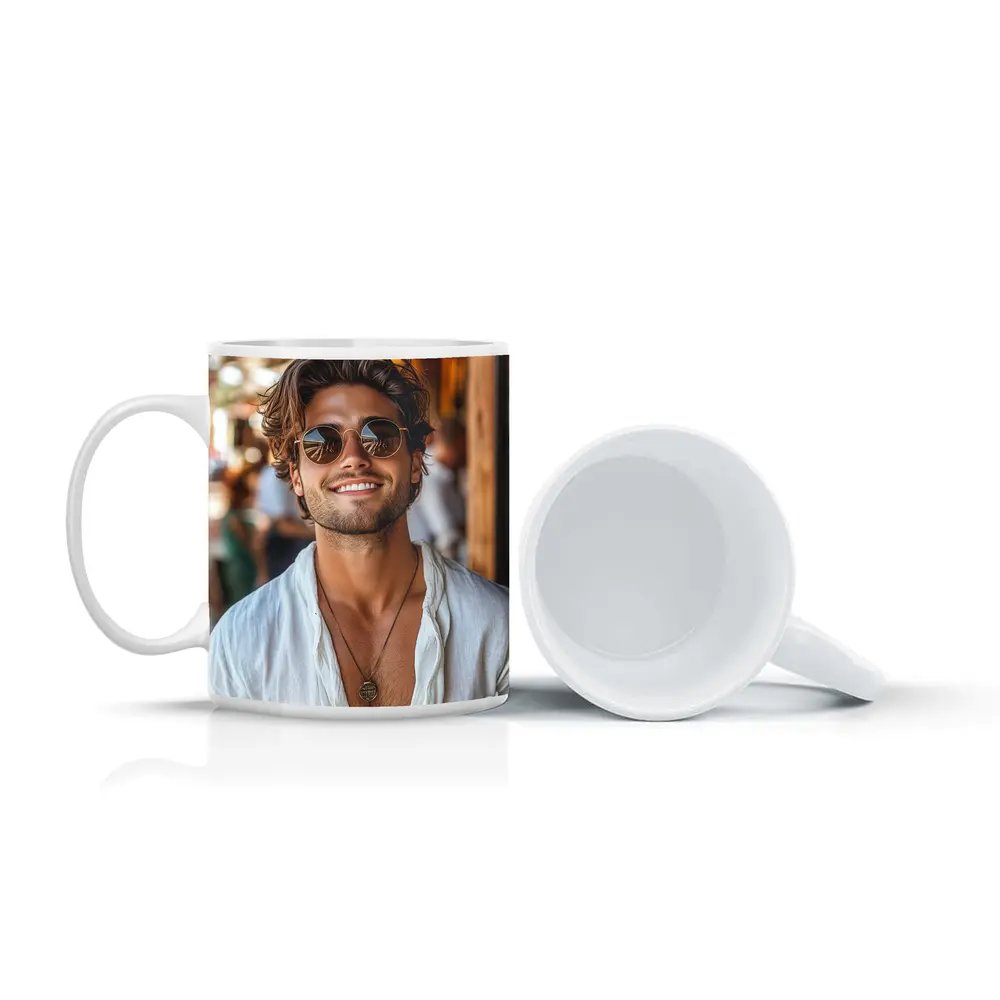 Smiling Man Sunglasses White Shirt Outdoor – Mugs
