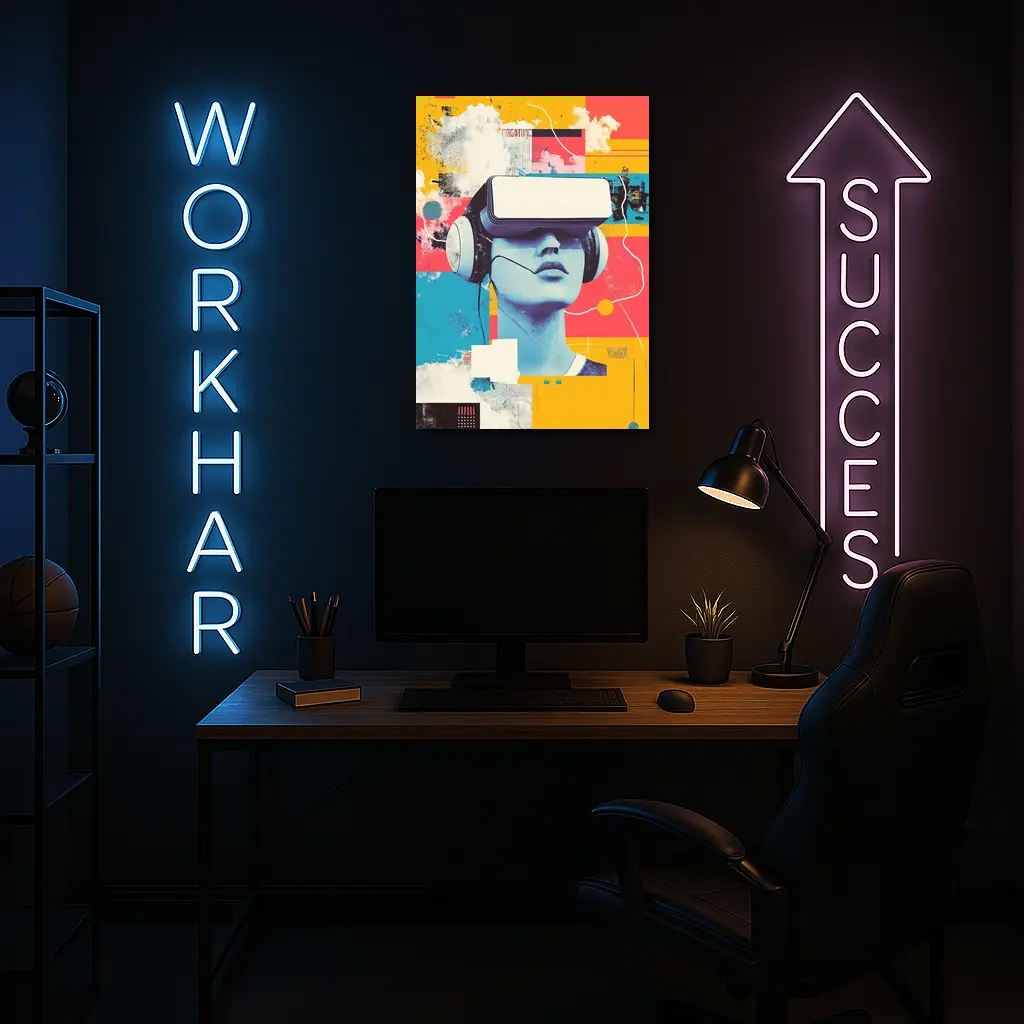 VR Headset Woman Retro Pop Art Collage – Wall Art