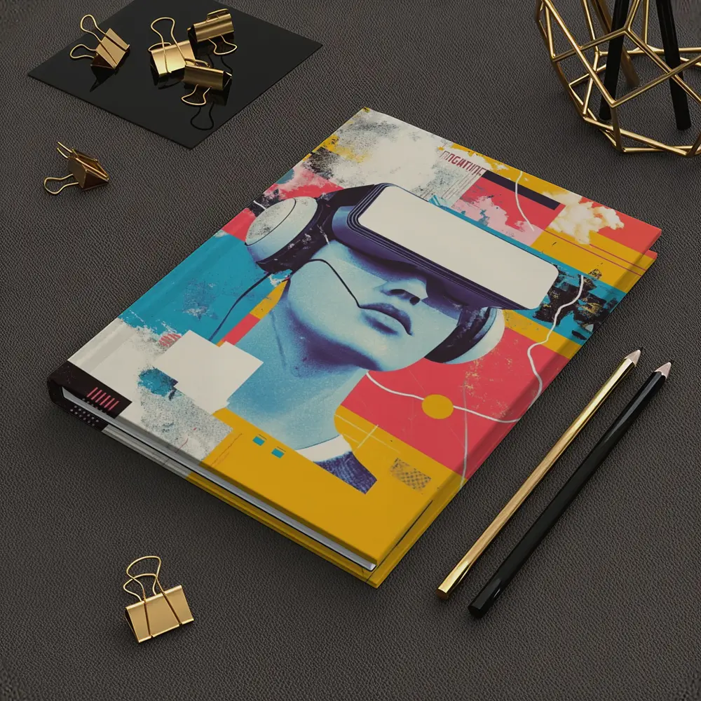 VR Headset Woman Retro Pop Art Collage – Notebooks