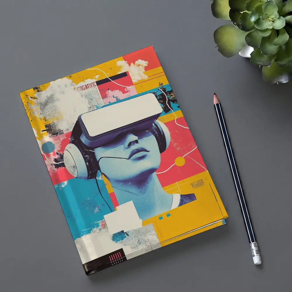 VR Headset Woman Retro Pop Art Collage – Notebooks