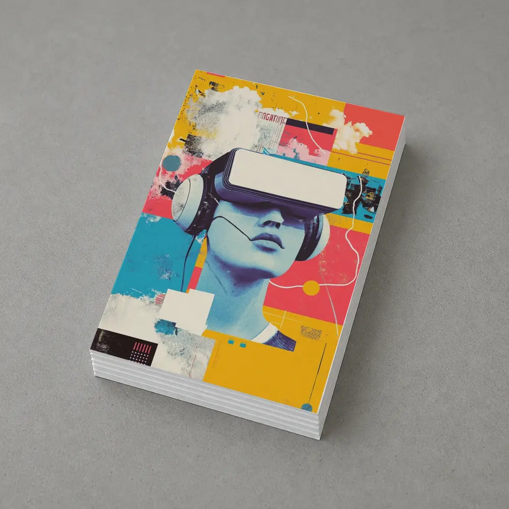 VR Headset Woman Retro Pop Art Collage – Postcards