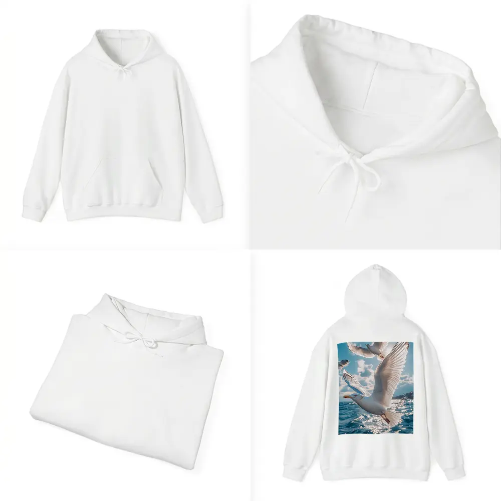 Seagulls Flying Over Sparkling Blue Ocean – Hoodies