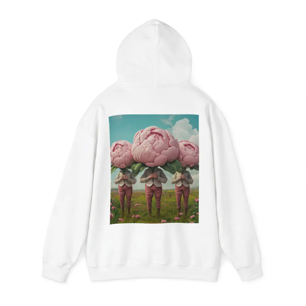 Peony Head Figures Standing in Flower Field – Hoodies