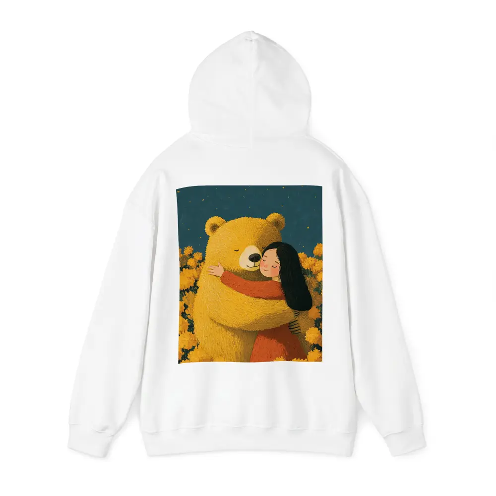 Girl Hugging Bear Yellow Flowers Field – Hoodies