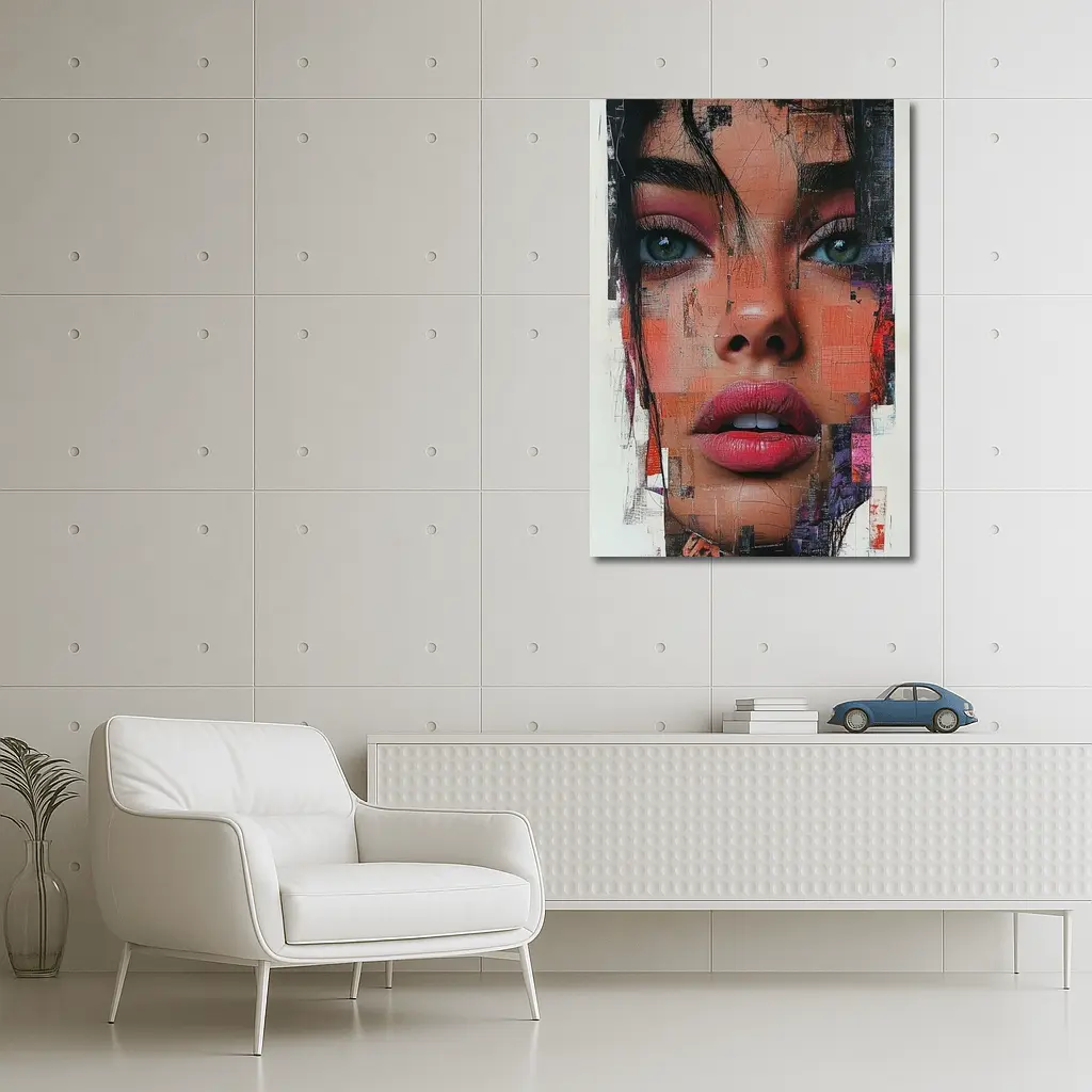 Abstract Collage Portrait Woman Mixed Media Art – Wall Art