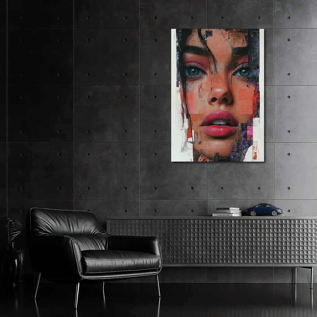 Abstract Collage Portrait Woman Mixed Media Art – Wall Art