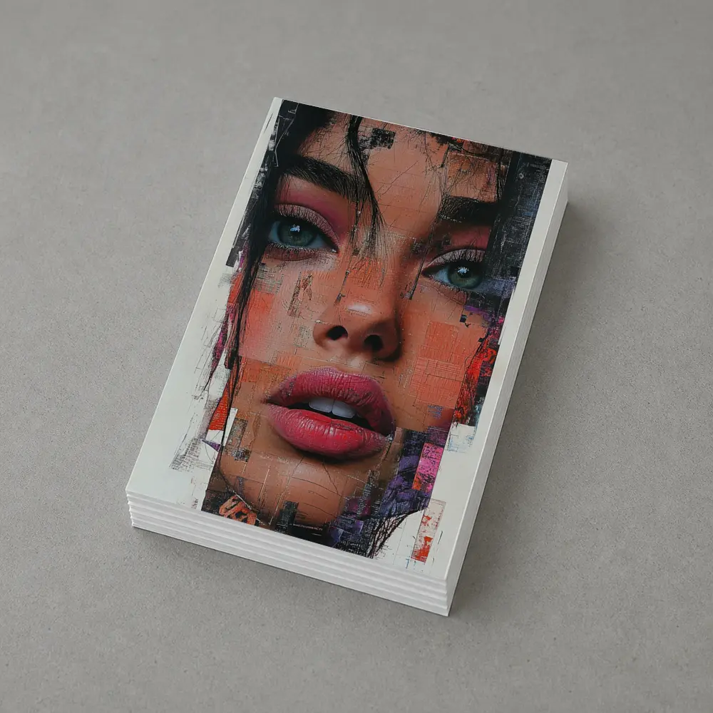 Abstract Collage Portrait Woman Mixed Media Art – Postcards