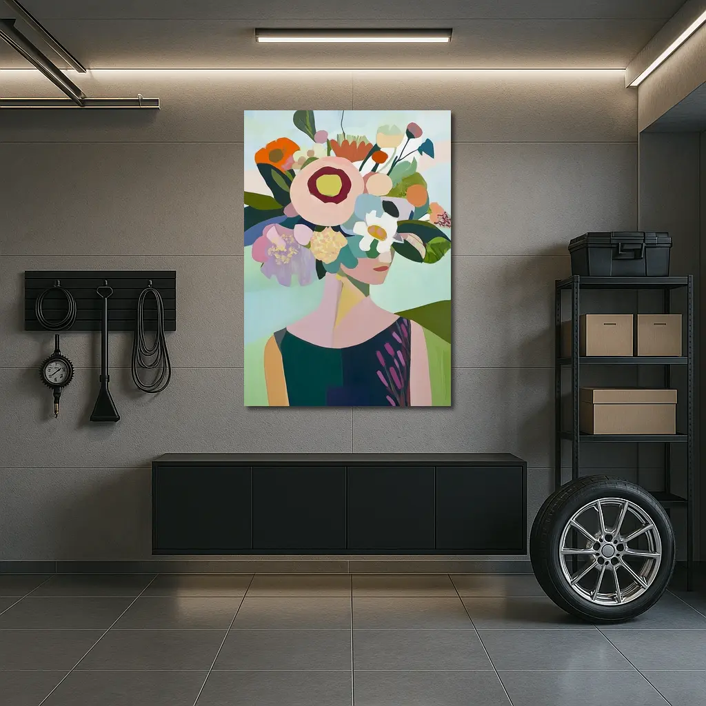 Woman With Floral Crown Abstract Art – Wall Art