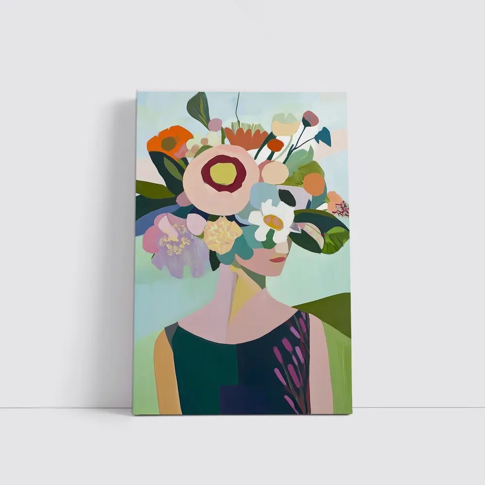 Woman With Floral Crown Abstract Art – Wall Art