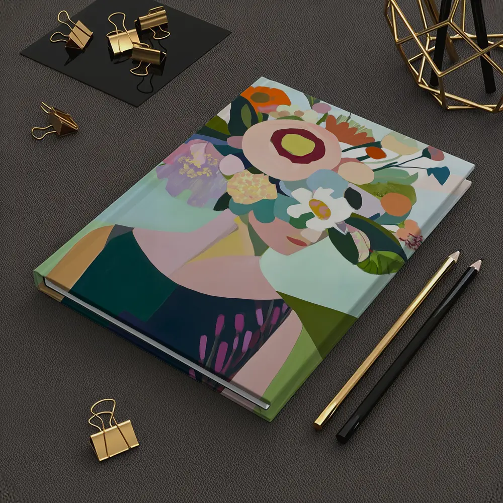 Woman With Floral Crown Abstract Art – Notebooks