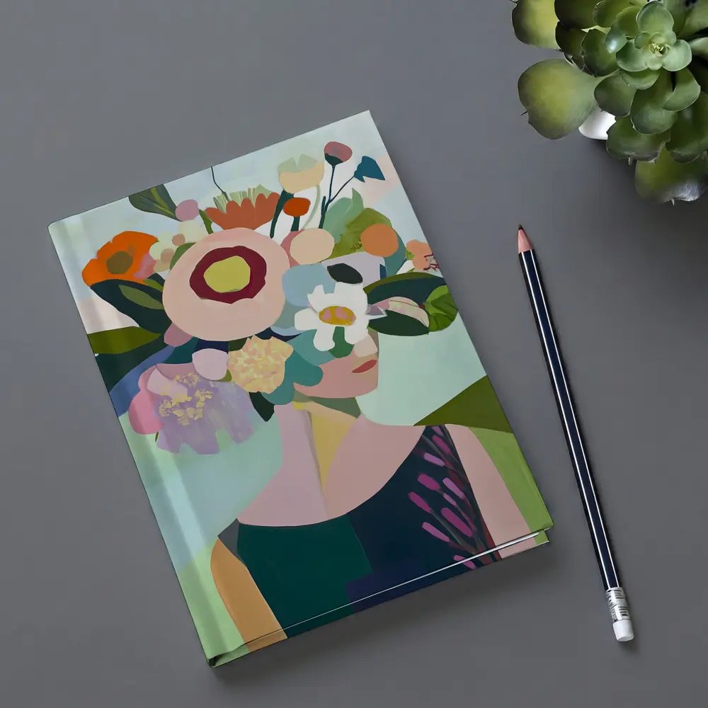 Woman With Floral Crown Abstract Art – Notebooks