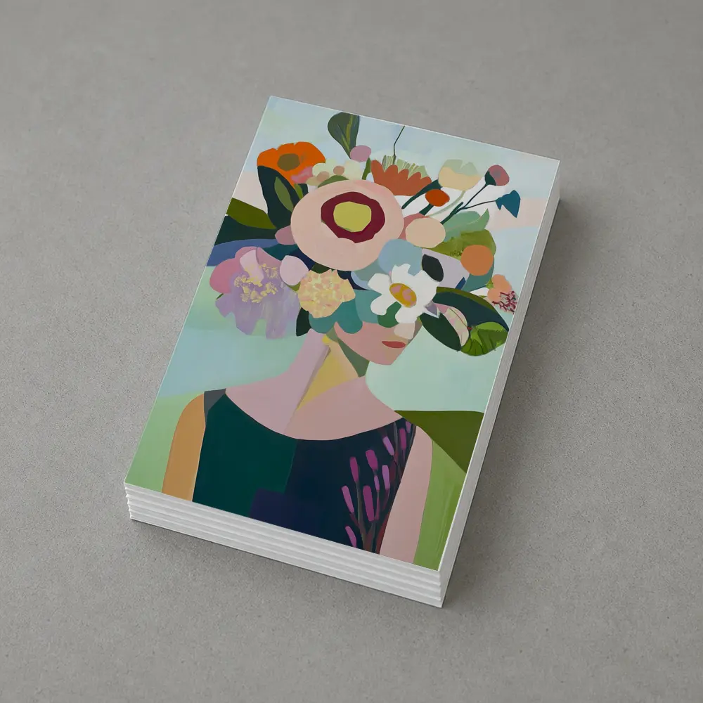 Woman With Floral Crown Abstract Art – Postcards