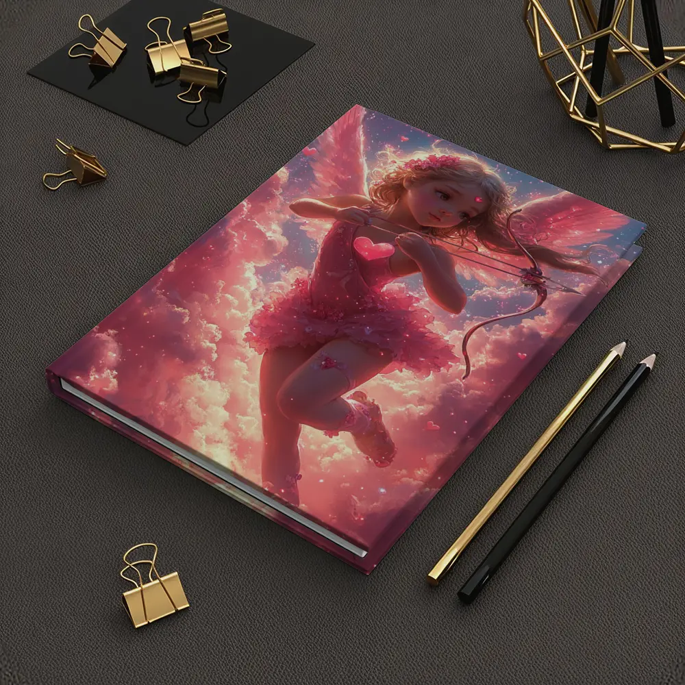 Cupid Girl Pink Wings Hearts Cloud Fantasy – Notebooks