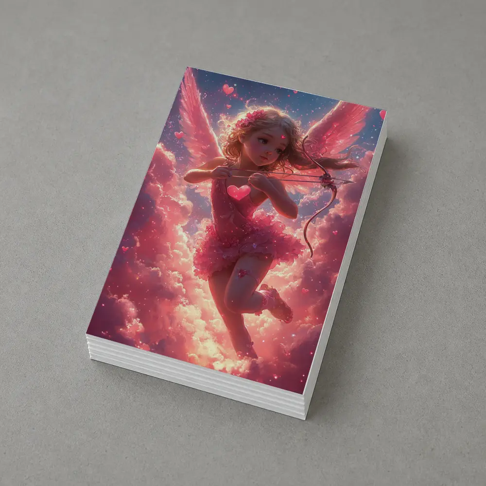 Cupid Girl Pink Wings Hearts Cloud Fantasy – Postcards
